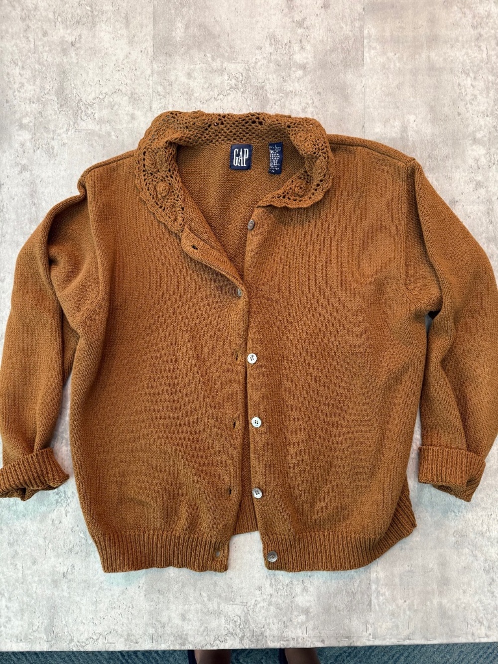 Vintage Y2K Gap Cardigan Statement Jacket Brown Sweater Cottagecore L
